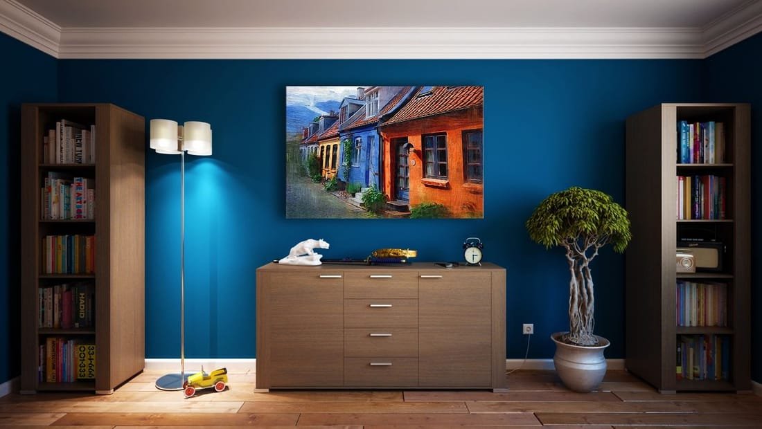 Stylish branded office reception area